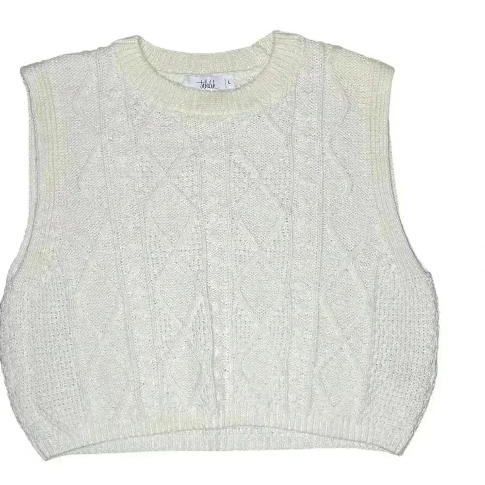TALULAH women’s knit cropped vest white size large preloved versatile stylish - Picture 1 of 4